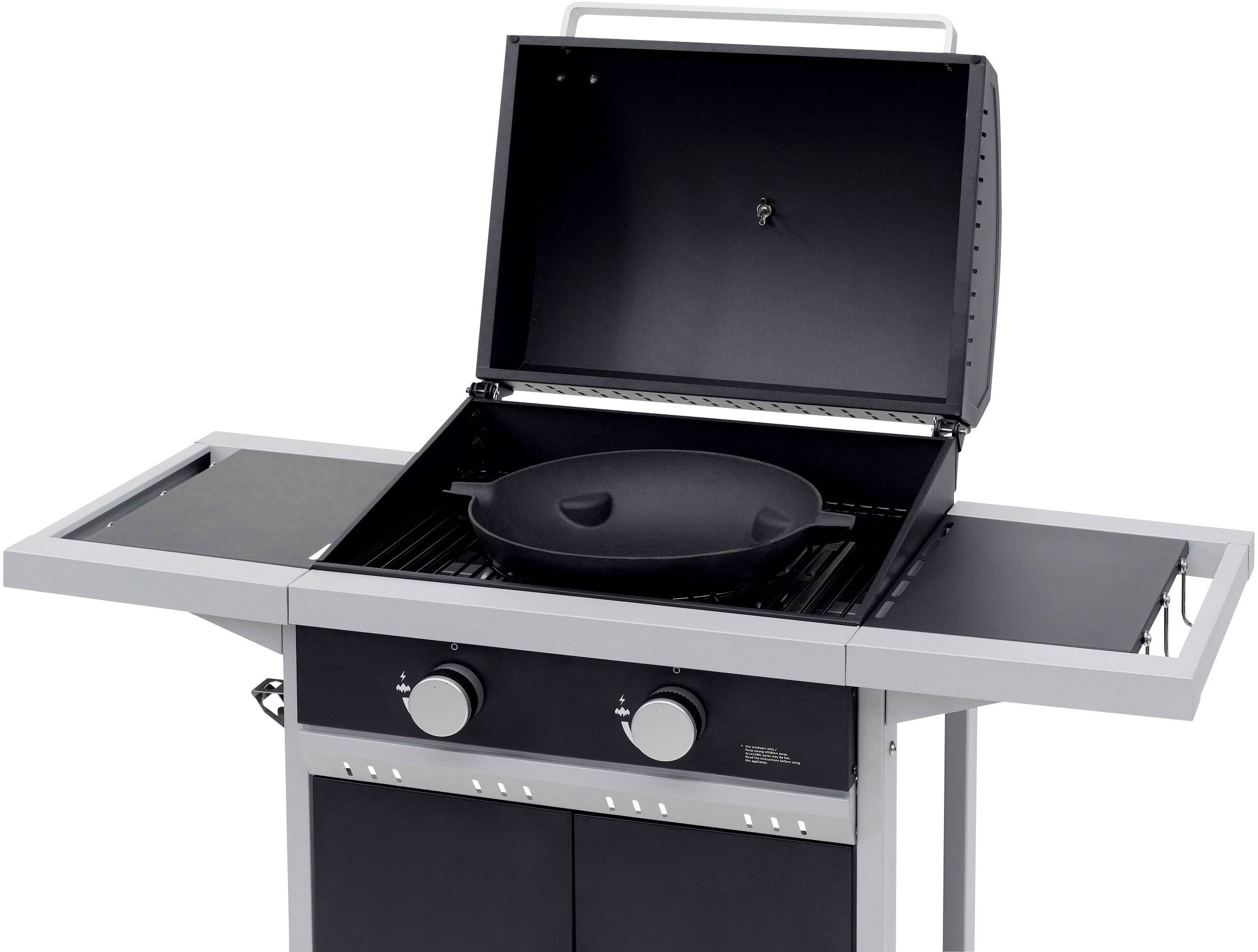 tepro Garten Tiverton Grillwagen Gas-Grill 2 Brenner  Schwarz, Silber