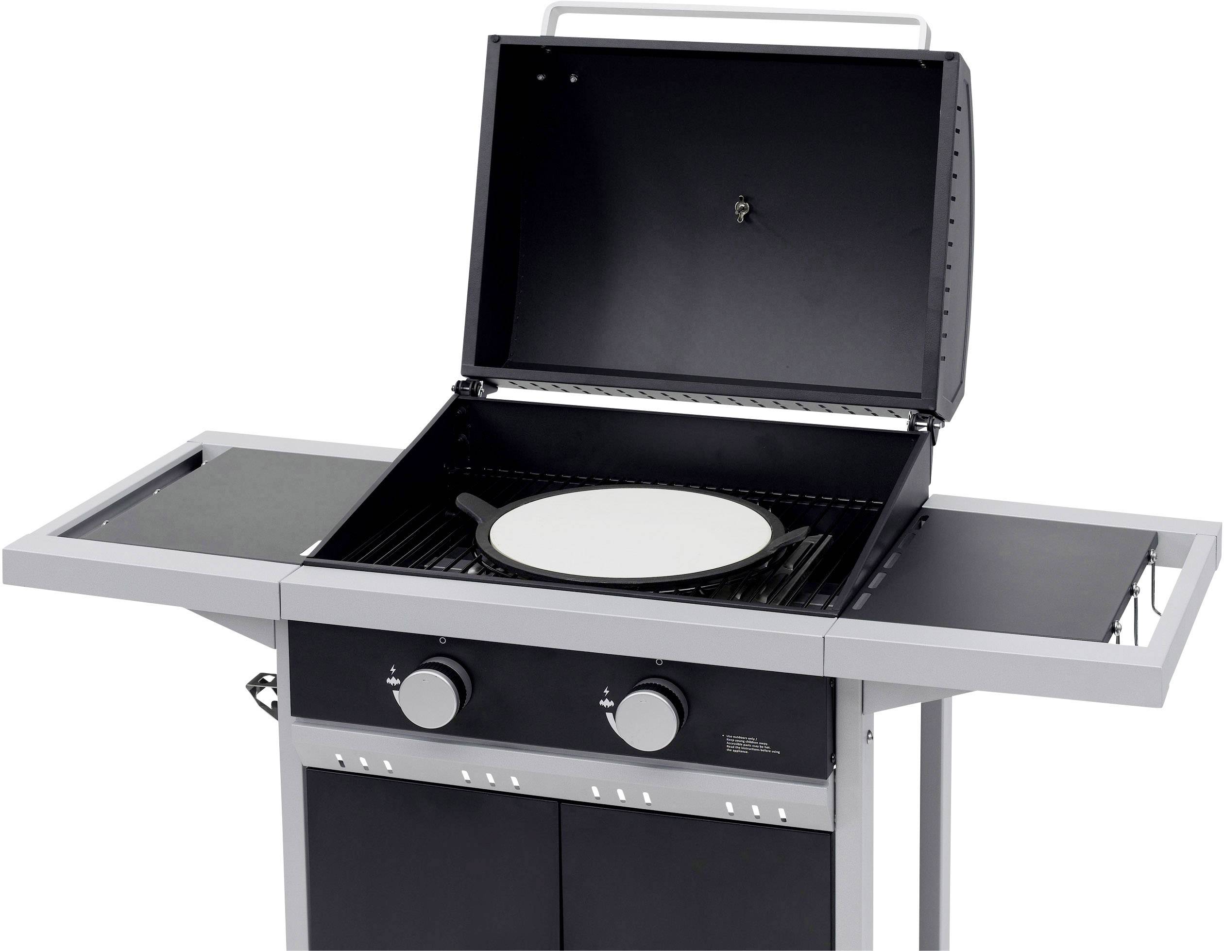 tepro Garten Tiverton Grillwagen Gas-Grill 2 Brenner  Schwarz, Silber