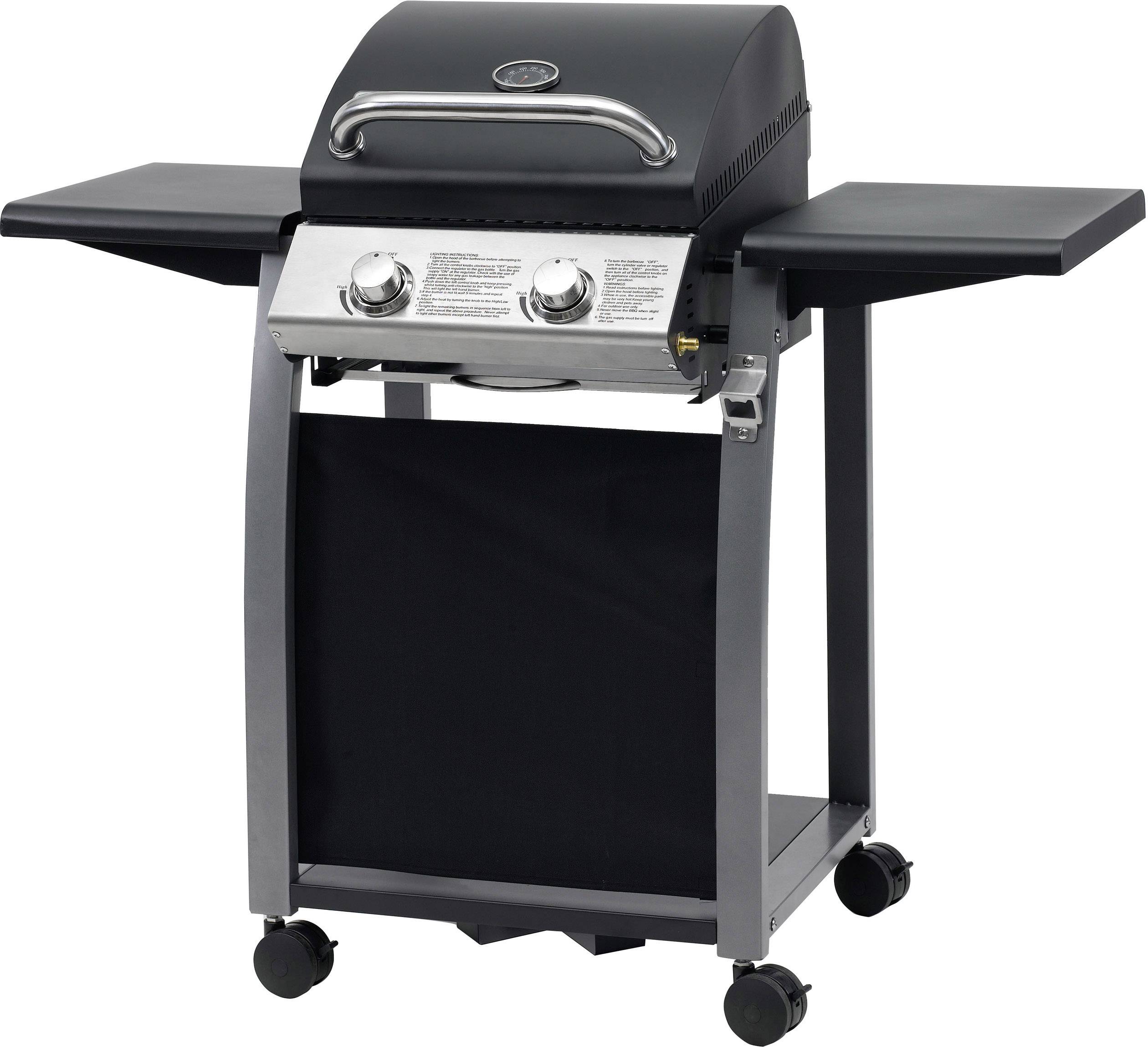 Tepro Garten Carrolton Grillwagen Gas-Grill 2 Brenner Schwarz, Grau