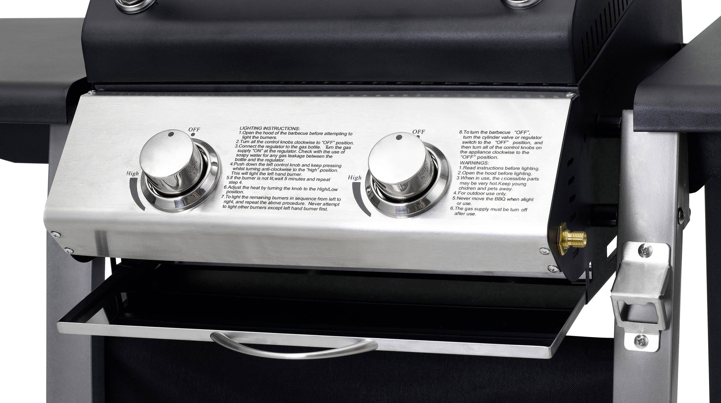 Tepro Garten Carrolton Grillwagen Gas-Grill 2 Brenner Schwarz, Grau