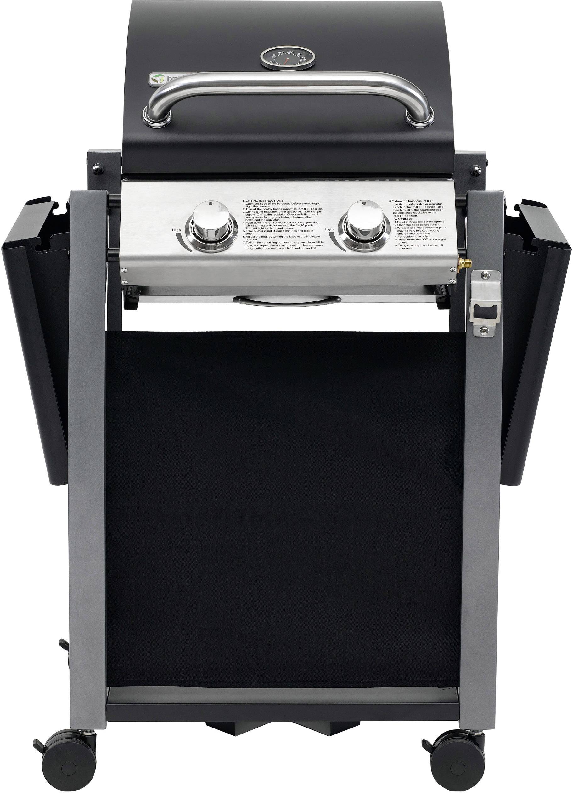 Tepro Garten Carrolton Grillwagen Gas-Grill 2 Brenner Schwarz, Grau