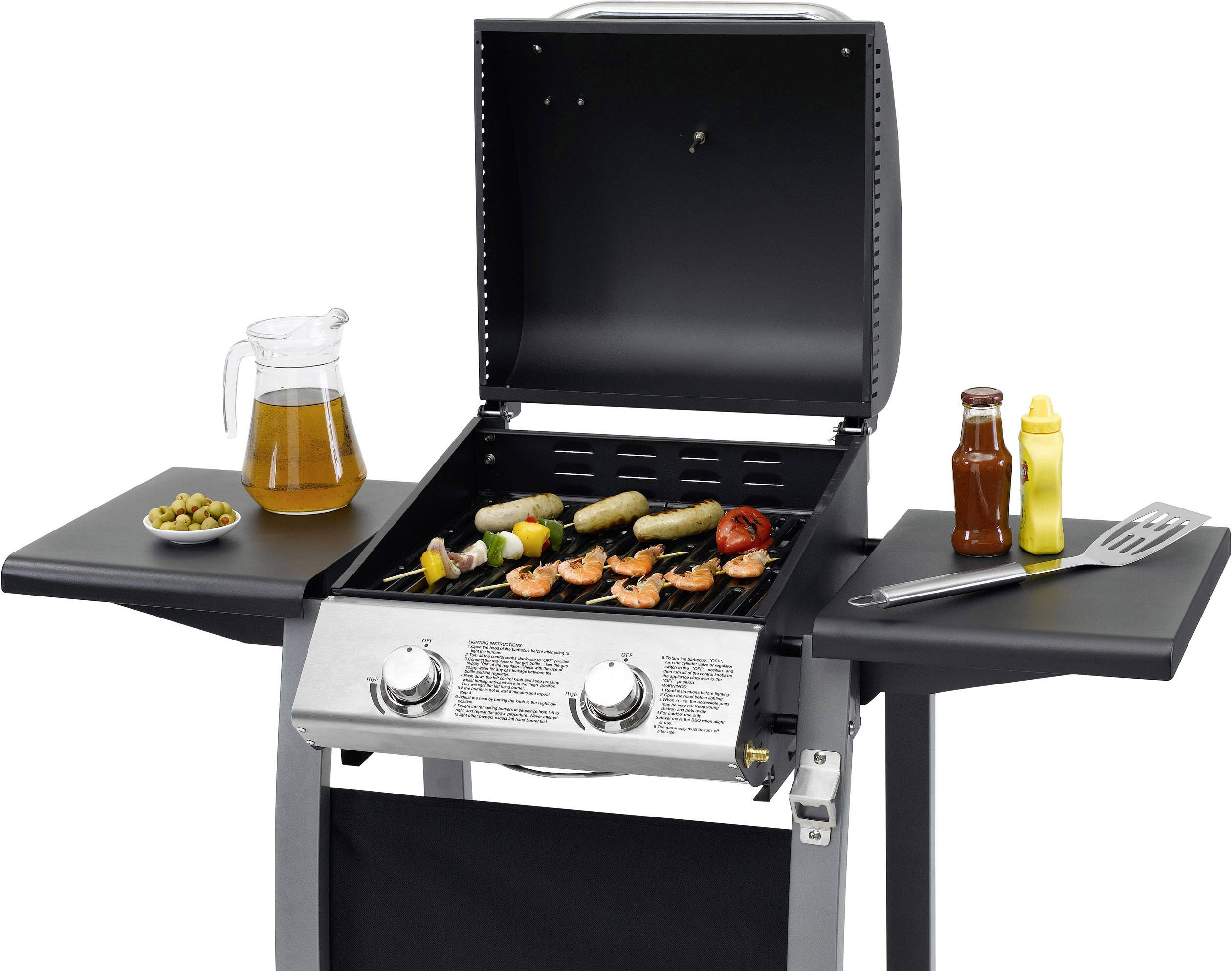 Tepro Garten Carrolton Grillwagen Gas-Grill 2 Brenner Schwarz, Grau