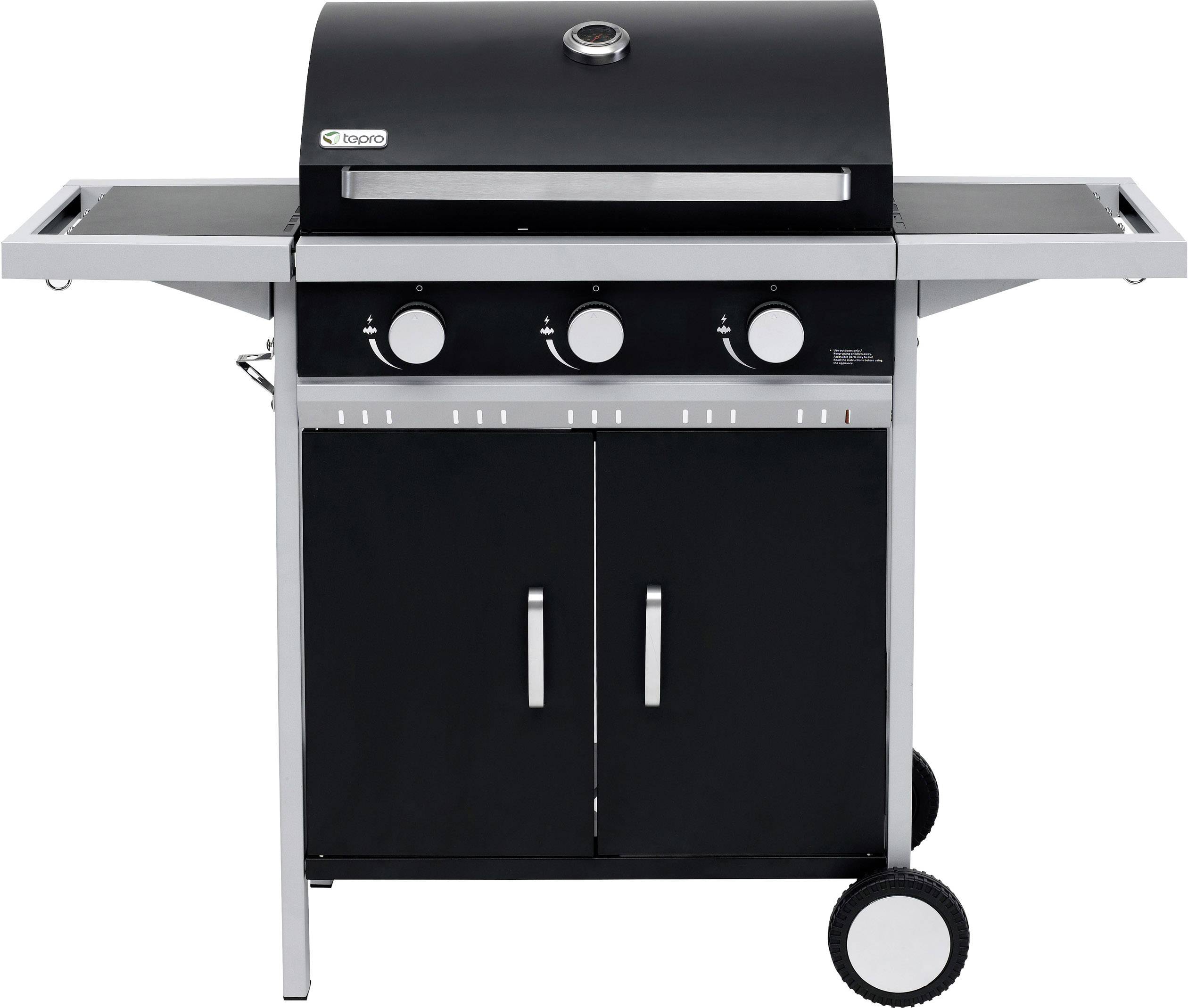 Tepro Garten Wilmington Grillwagen Gas Grill Schwarz Silber Matt