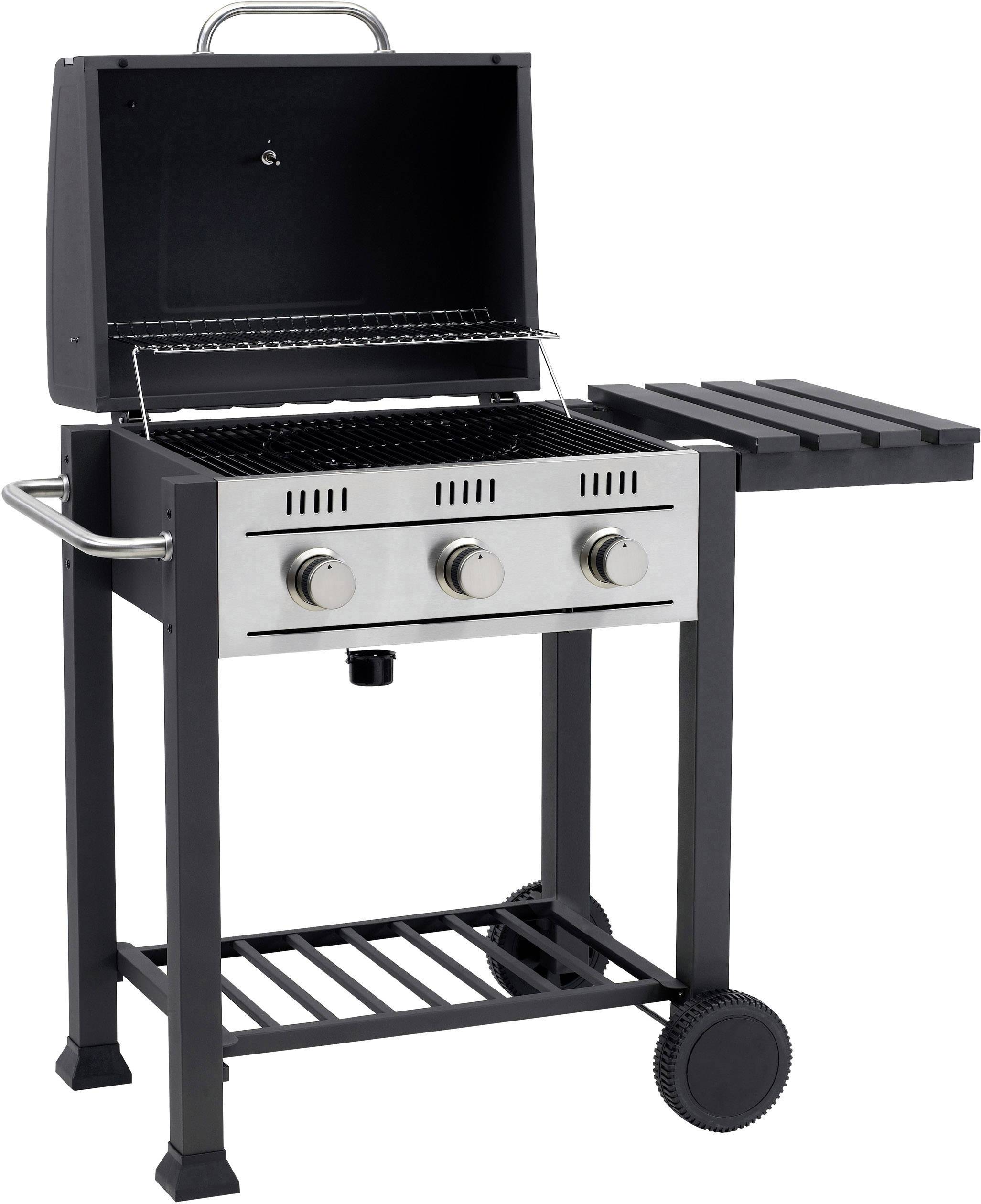 Tepro Garten Toronto Gas Grillwagen Gas-Grill 3 Brenner Schwarz, Silber (matt)