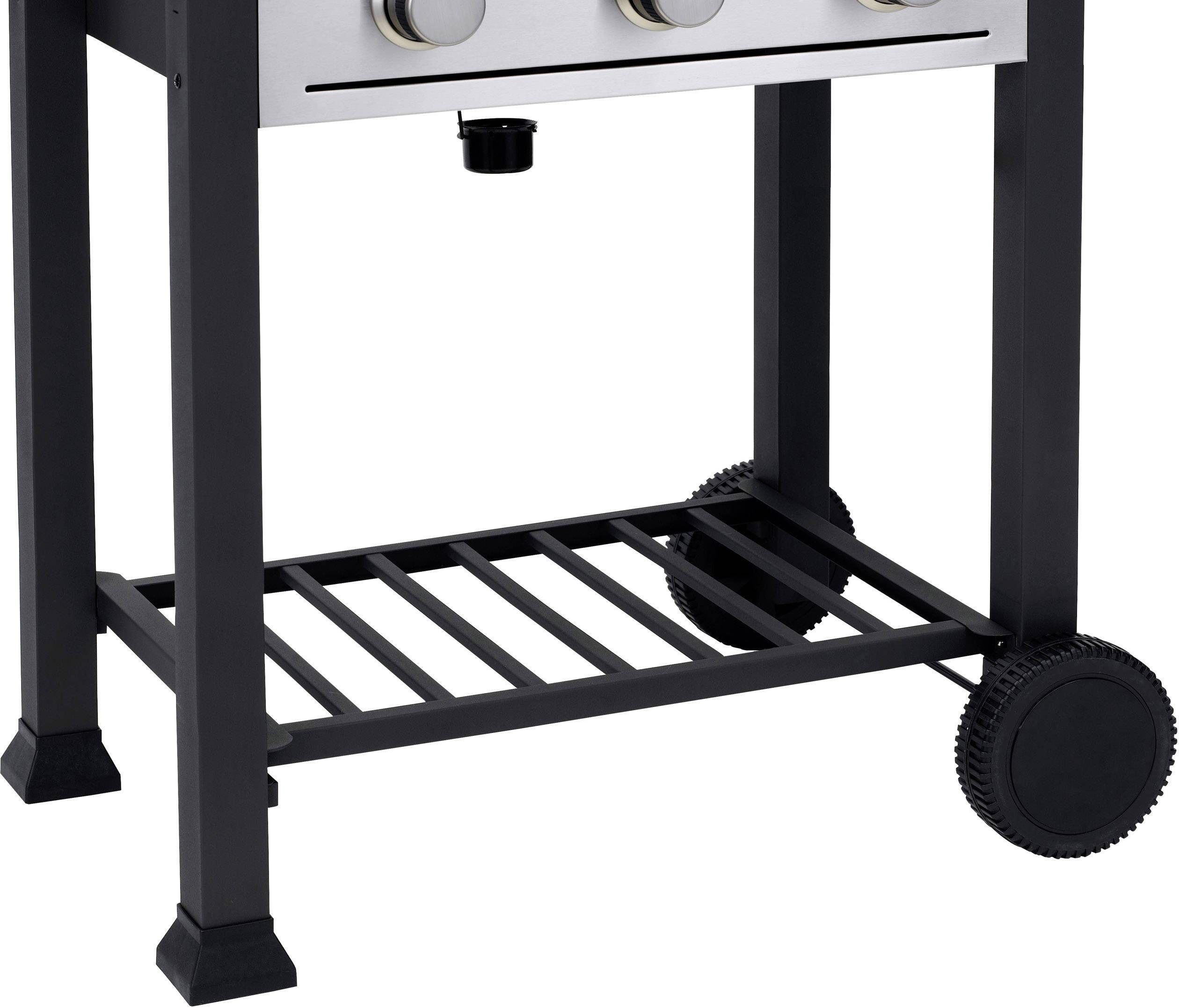 Tepro Garten Toronto Gas Grillwagen Gas-Grill 3 Brenner Schwarz, Silber (matt)