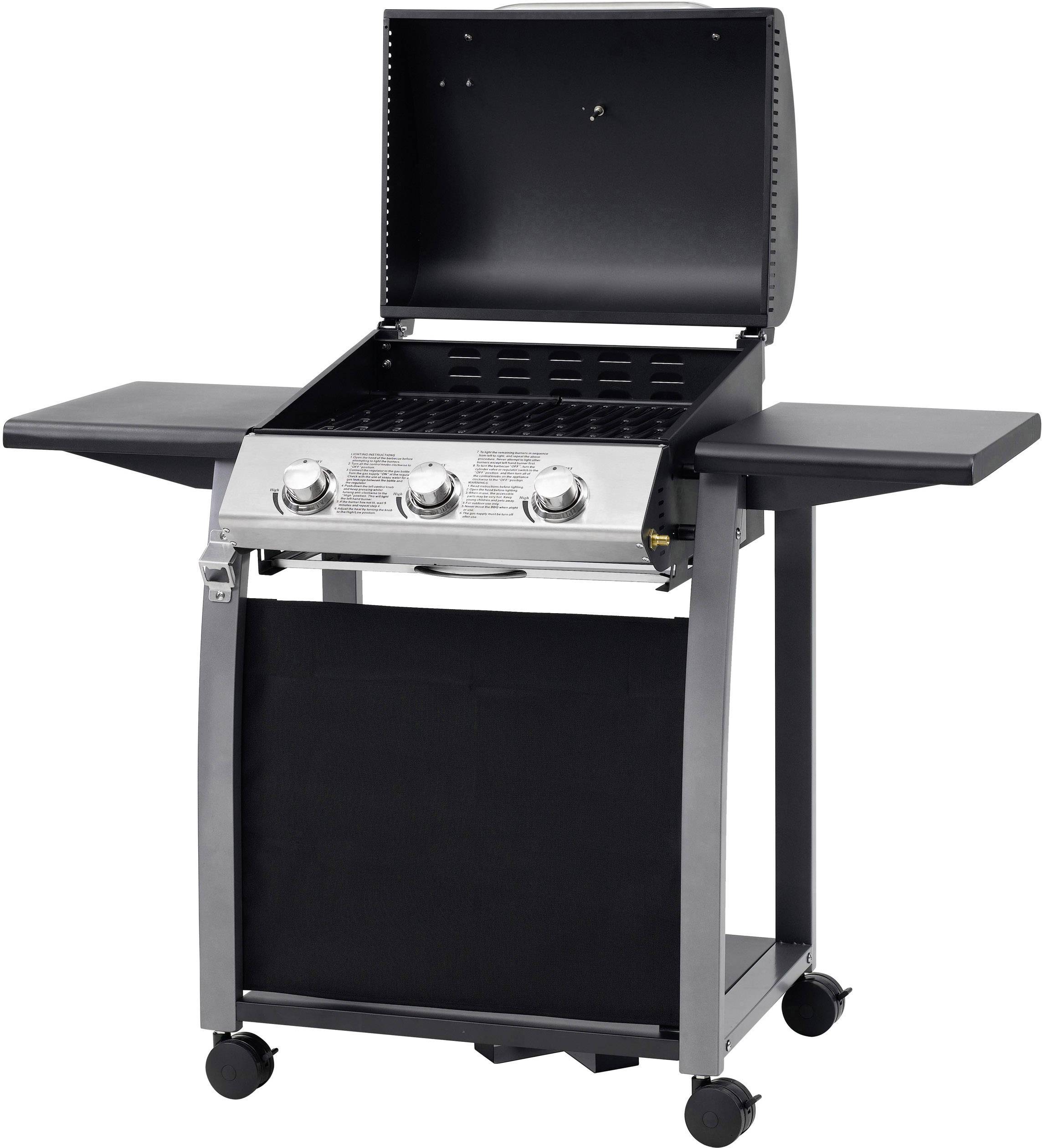 Tepro Garten Clarksdale Grillwagen Gas-Grill 3 Brenner Schwarz, Grau