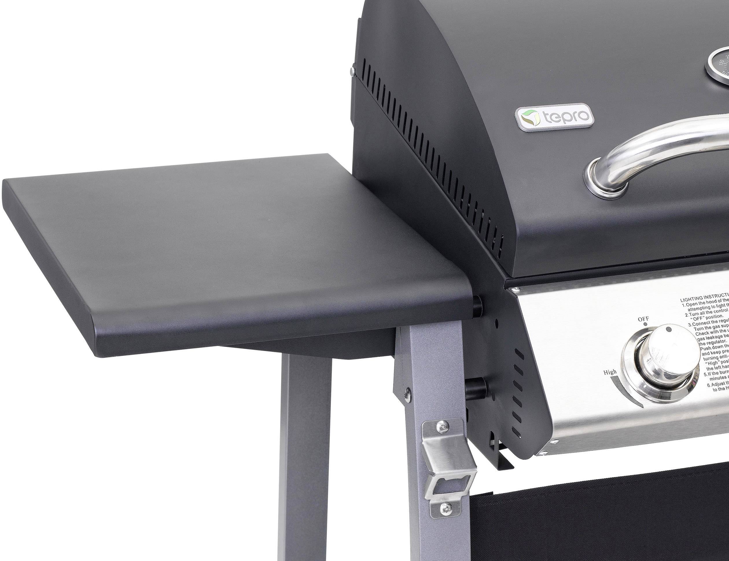 Tepro Garten Clarksdale Grillwagen Gas-Grill 3 Brenner Schwarz, Grau