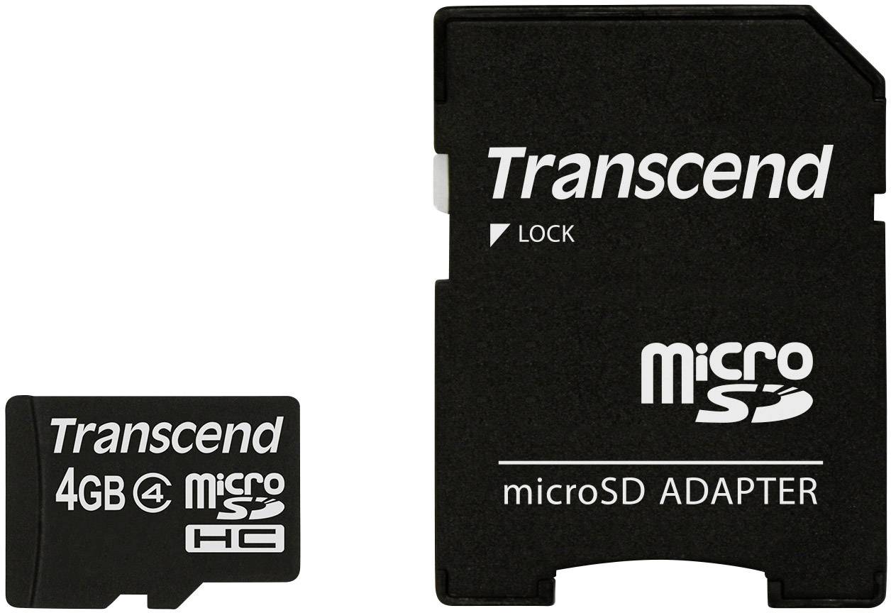 Transcend Standard microSDHC-Karte 4 GB Class 4 inkl. SD-Adapter