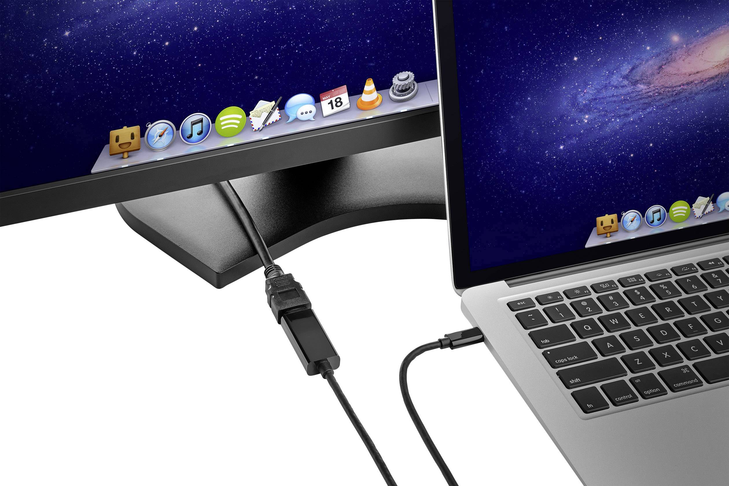 Renkforce USB-C® / HDMI Adapterkabel USB-C® Stecker, HDMI-A Stecker 1.80m Schwarz RF-4535910 USB-C®-Displaykabel