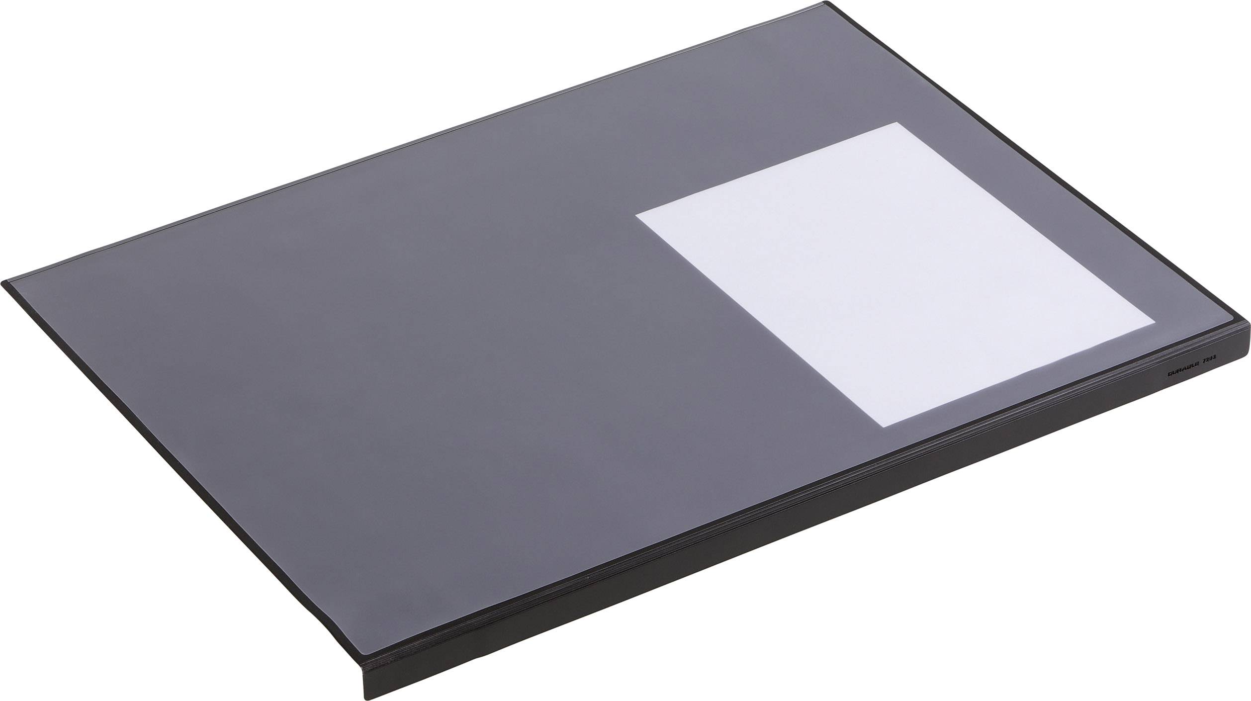 Schwarze Schreibmappe mit einem weißen Blatt Papier auf der rechten Seite.