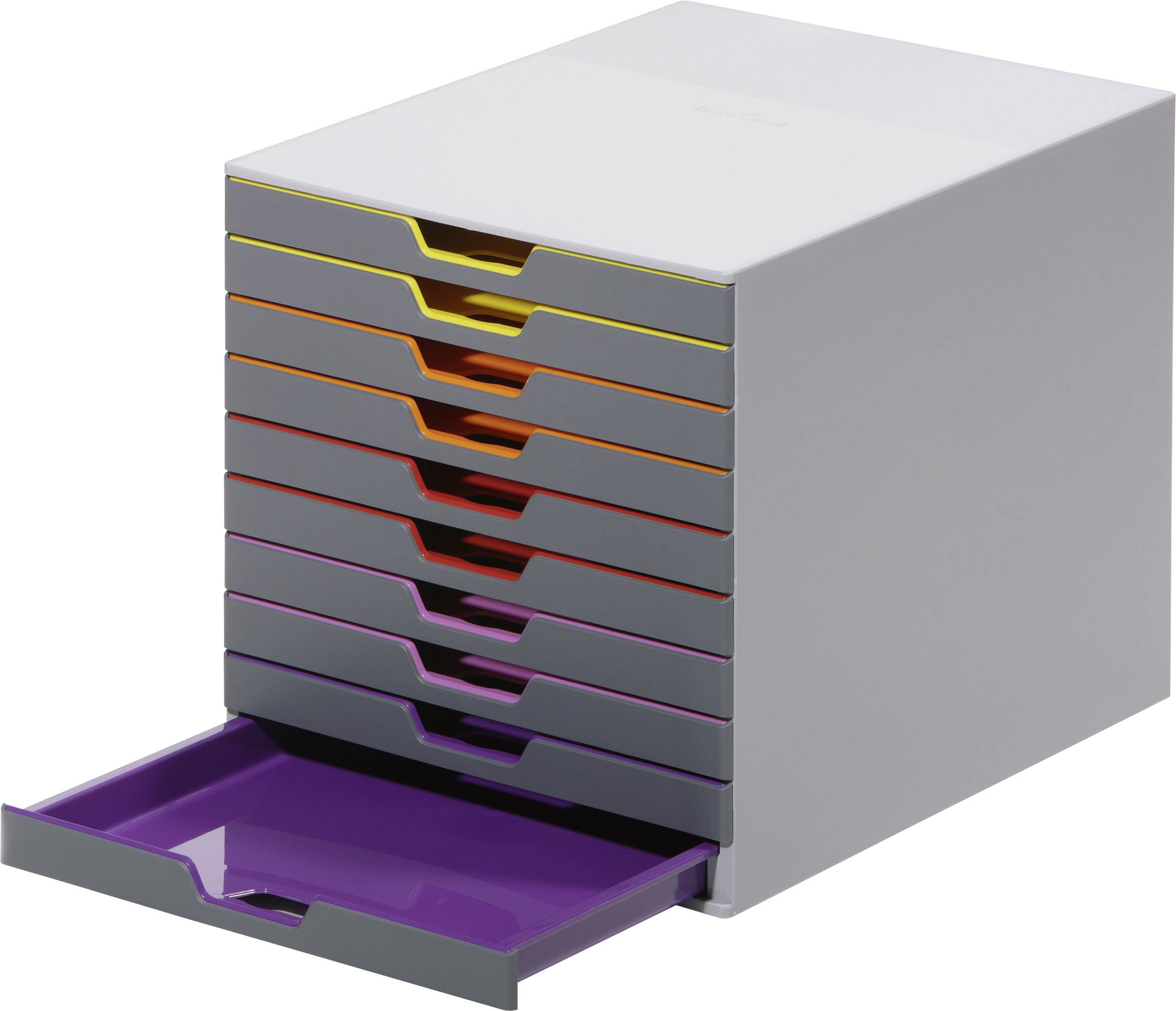 Durable VARICOLOR10 - 7610 761027 Schubladenbox Grau DIN A4, DIN C4, Folio, Letter Anzahl der Schubfächer: 10