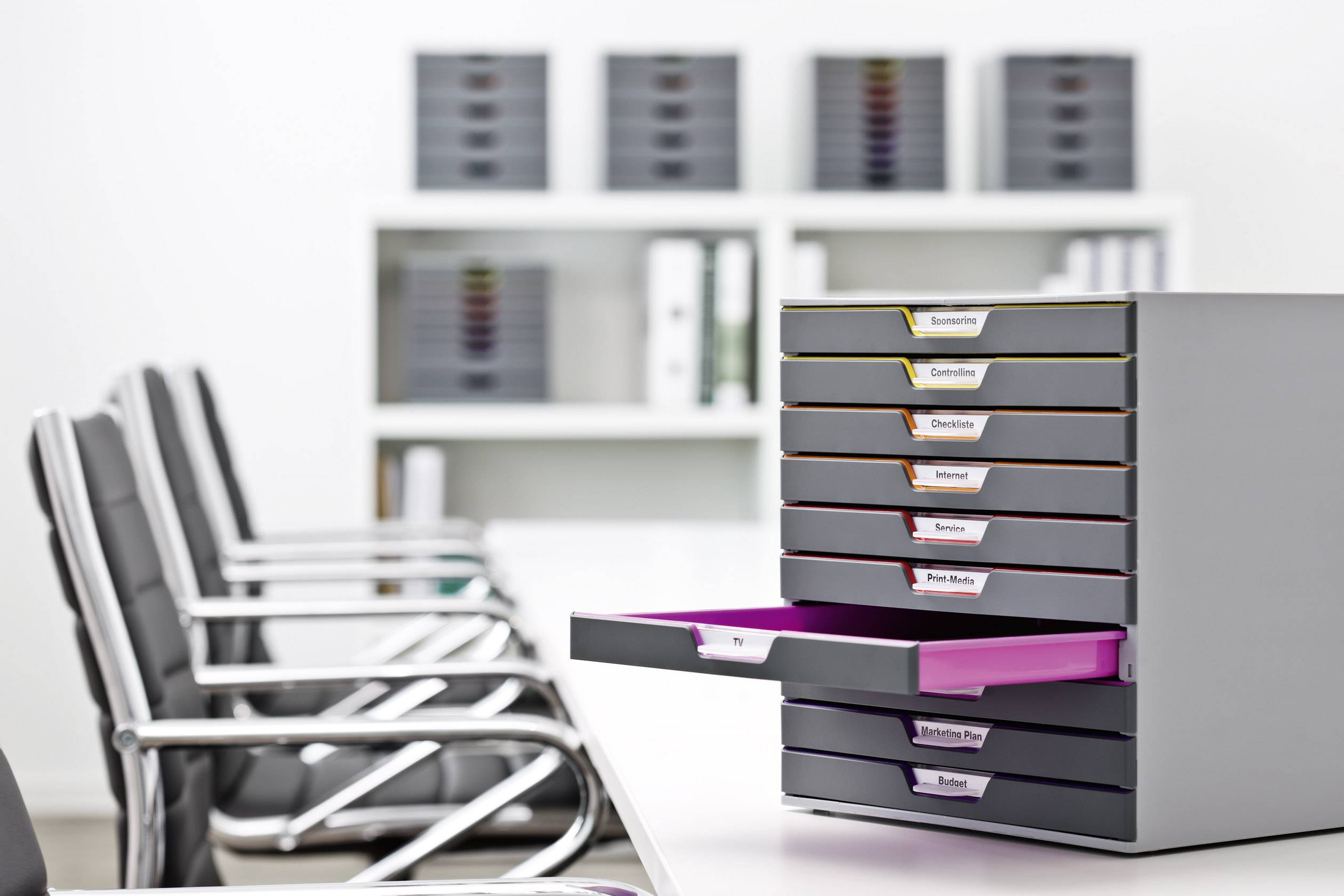 Durable VARICOLOR10 - 7610 761027 Schubladenbox Grau DIN A4, DIN C4, Folio, Letter Anzahl der Schubfächer: 10