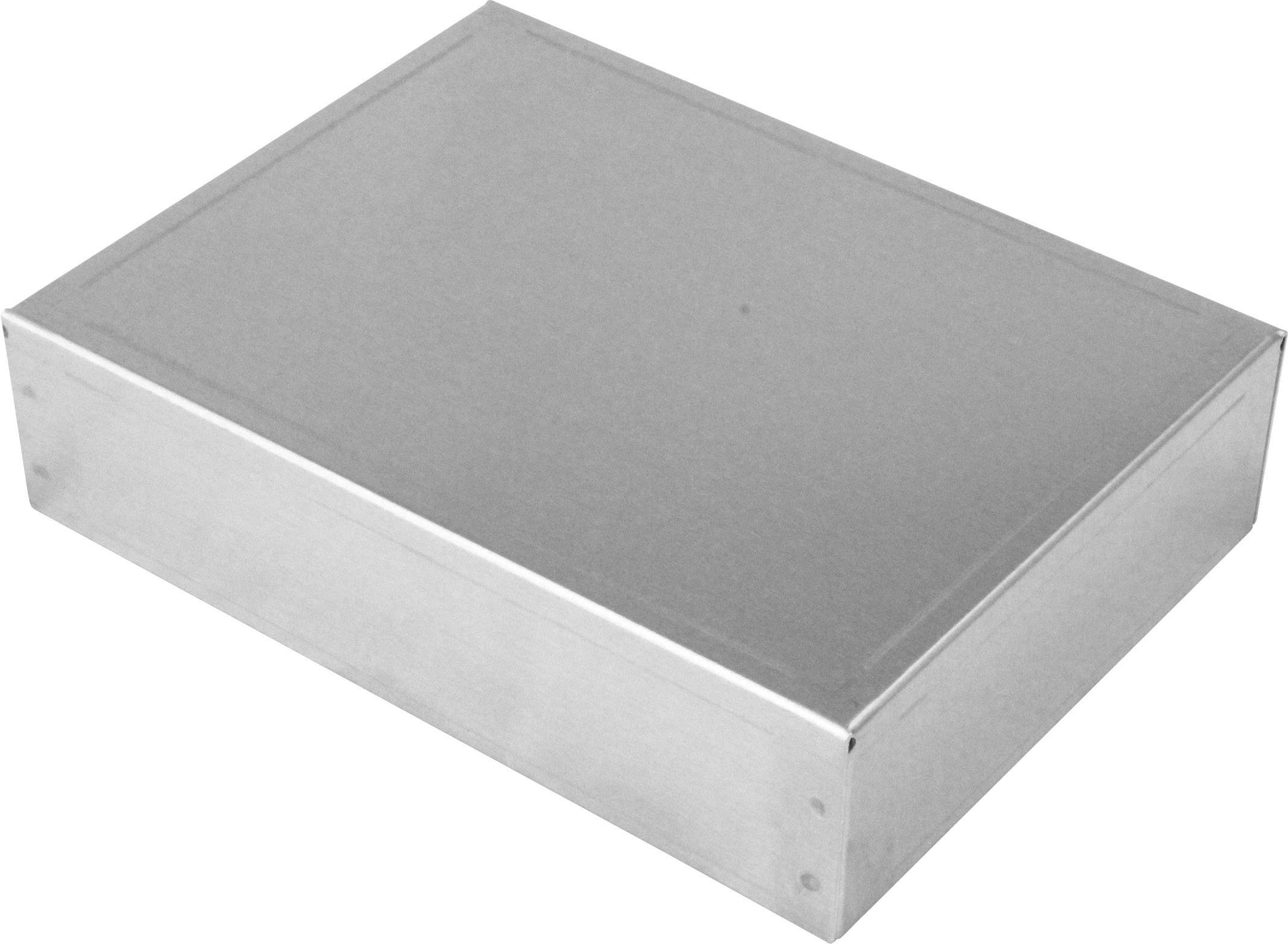 Aluminiumgehäuse, rechteckig, silber, geschlossen.