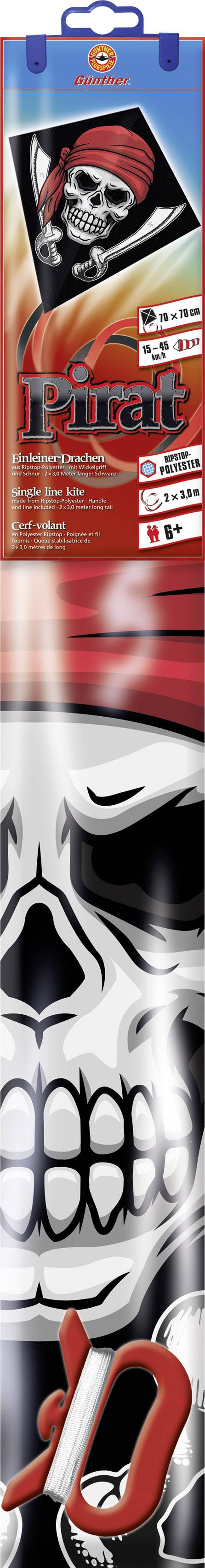 Günther Flugspiele Einleiner Drachen Pirat Spannweite (Details) 700mm Windstärken-Eignung 3 - 6 bft