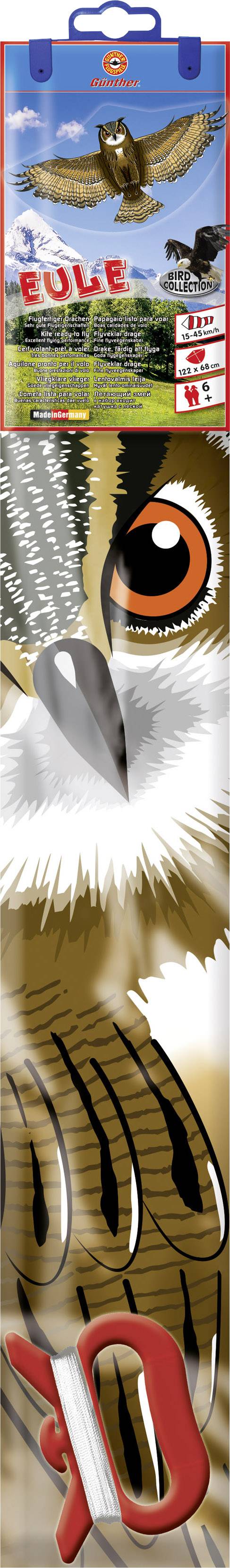 Günther Flugspiele Einleiner Drachen Eule Spannweite (Details) 1220mm Windstärken-Eignung 3 - 6 bft