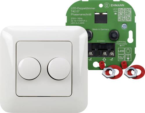 Ehmann 4260c0701 Unterputz Dimmer Geeignet für Leuchtmittel: LED-Lampe, Glühlampe, Halogenlampe Wei