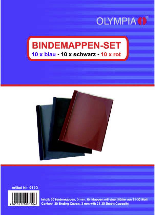 Olympia Bindemappenset, 9170, DIN A4, 30 St. (blau, schwarz, rot)