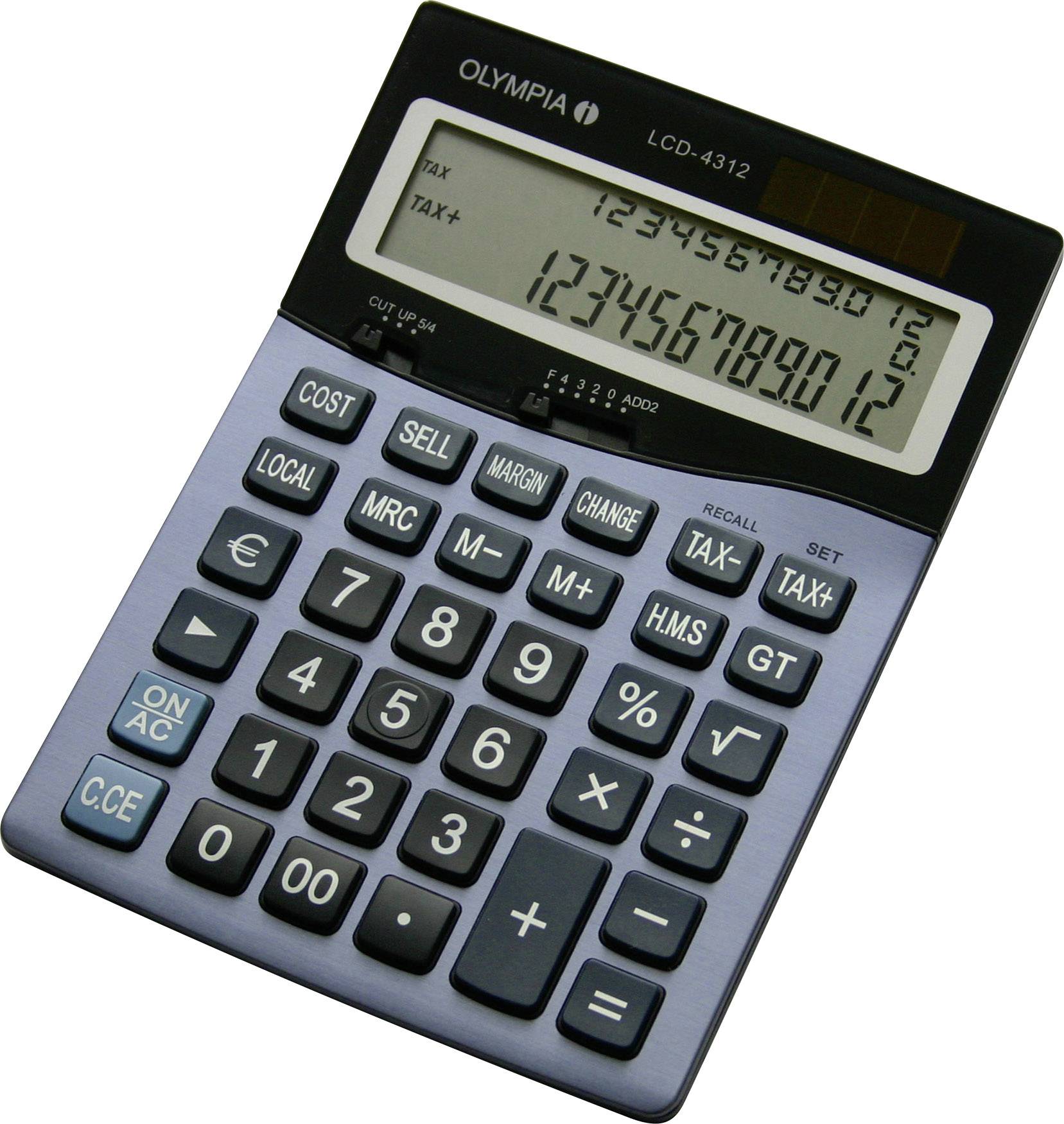 Tischrechner LCD-4312 12-stellig/3-zeilig Batterie/Solar-Betrieb blau