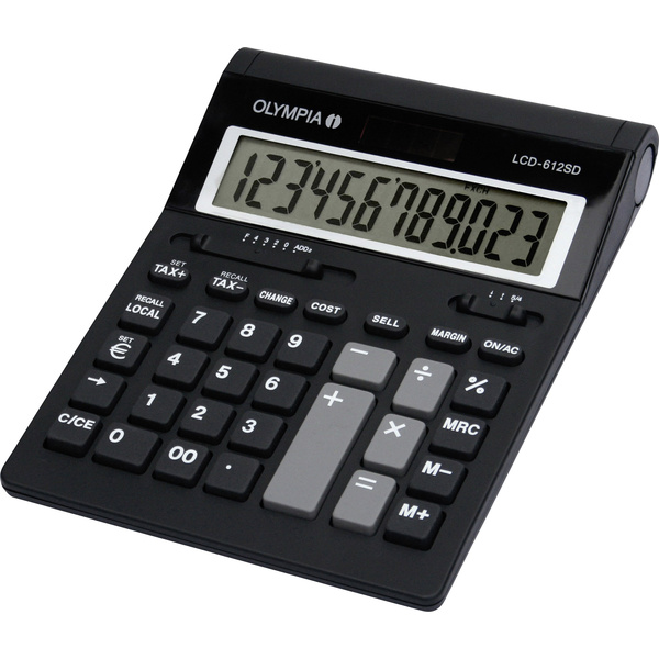 Olympia LCD 612 SD Calculatrice de bureau noir Ecran: 12 à pile(s) (l x H x P) 212 x 42 x 162 mm