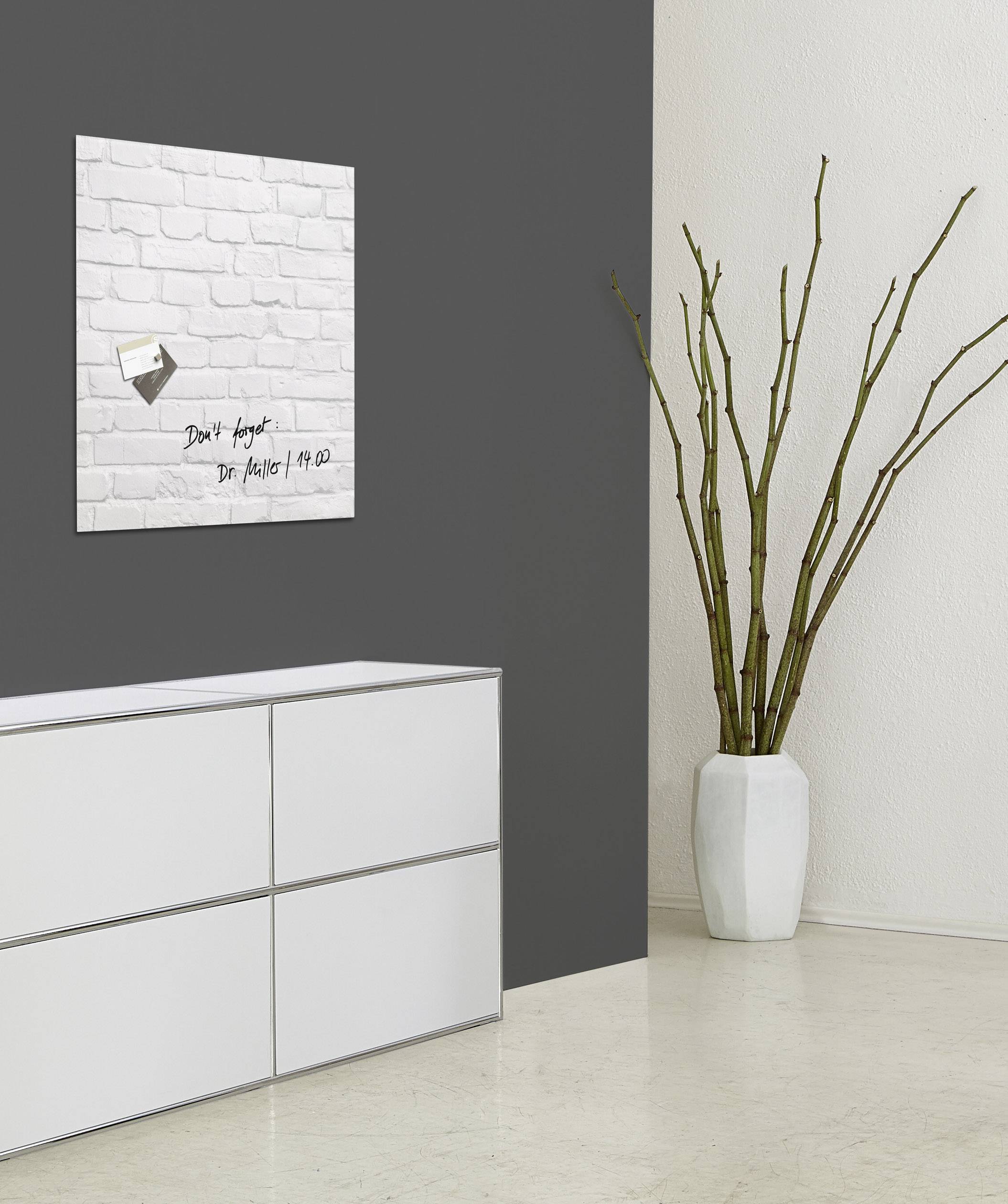 Sigel Glas-Magnetboard artverum® White Klinker Weiß (gemustert) (B x H x T) 480 x 480 x 15 mm GL164