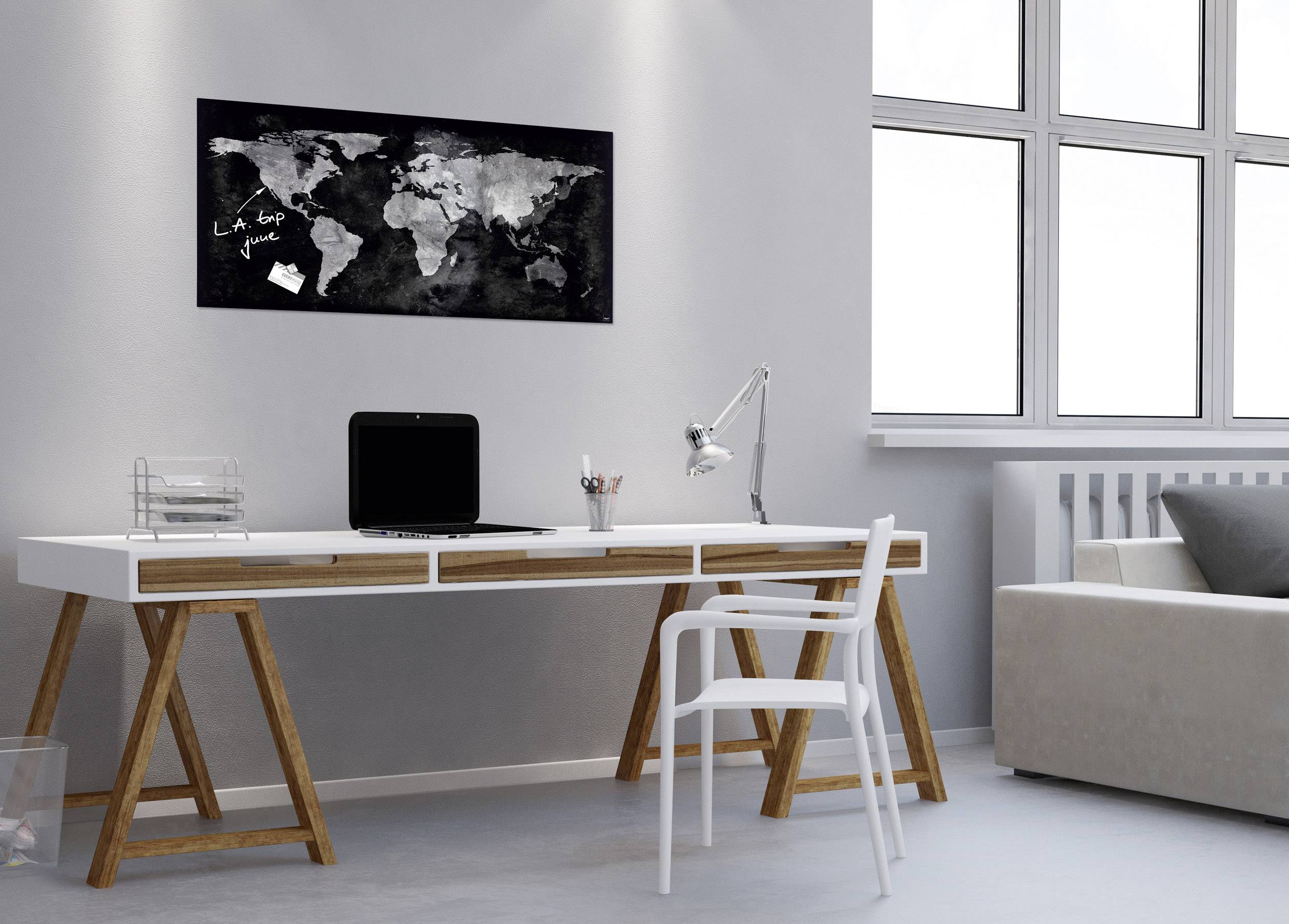 SIGEL Magnetboard Artverum GL270 910x460x15mm Glas World-Map