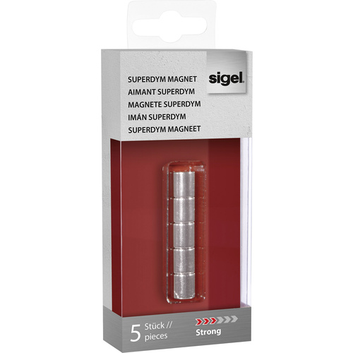 Sigel Magnet SuperDym C5 Strong Zylinder-Design (Ø x H) 10 mm x 10 mm Zylinder Silber 5 St. GL700