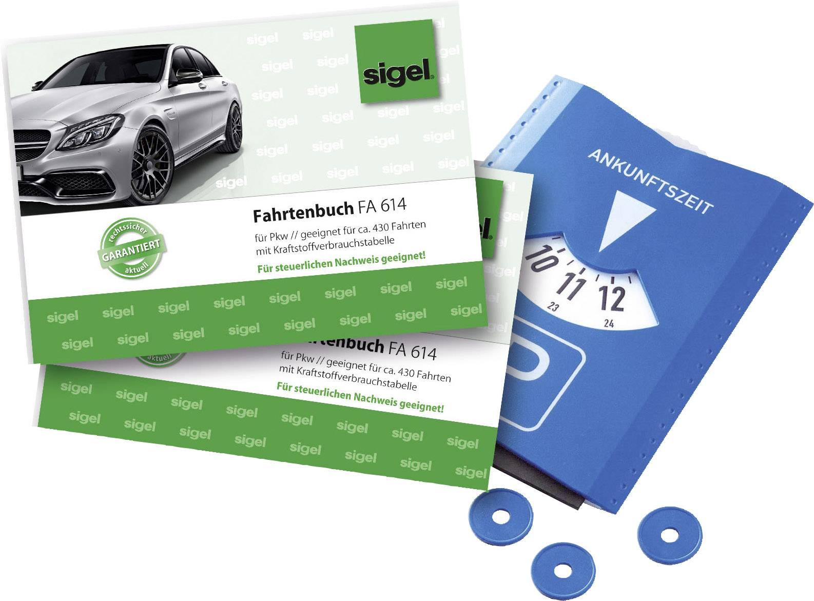 Sigel Aktionsartikel mit 2 Fahrtenbüchern und 1 Parkscheibe gratis<br>für Pkw, A6 quer, 40 Blatt