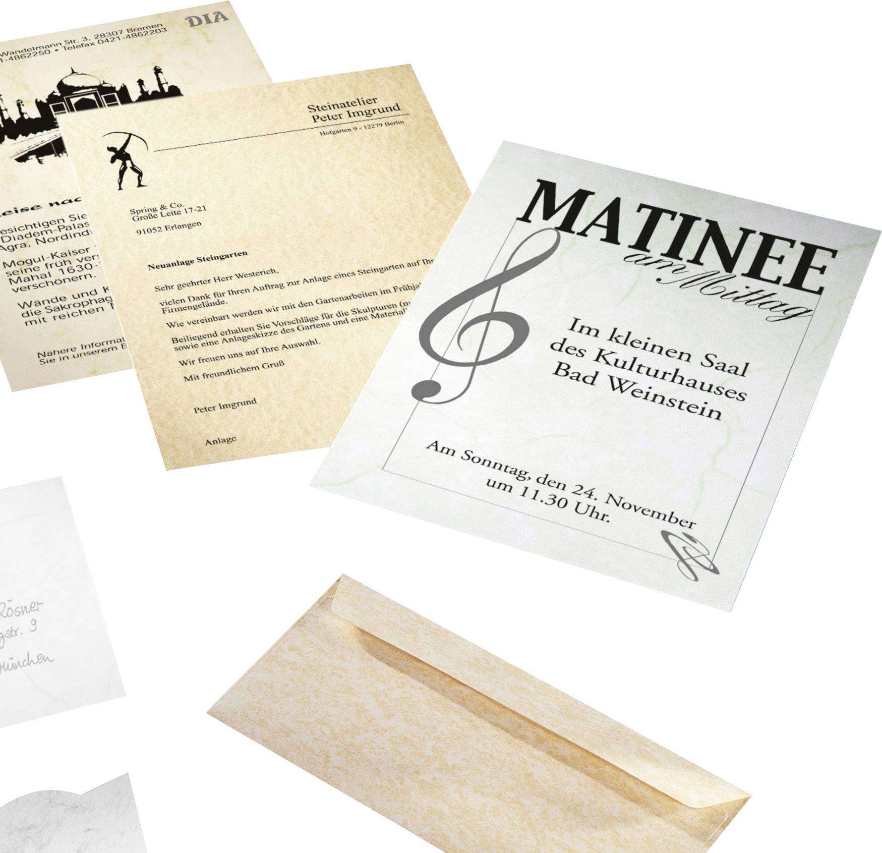 Sigel DP655 Motivpapier Pergament DIN A4 200 g/m² Champagner 50 Blatt