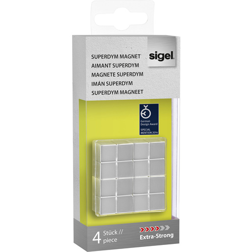 Sigel Magnet SuperDym C10 Extra-Strong Cube-Design (B x H x T) 20 x 10 x 20 mm Würfel Silber 4 St.