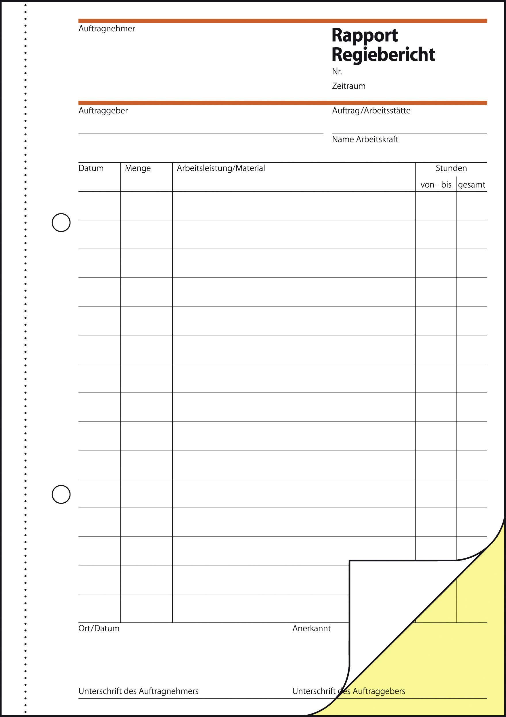 Sigel Rapporte / Regieberichte, 1. und 2. Blatt bedruckt, A5, selbstdurchschreibend, 2 x 40 Blatt