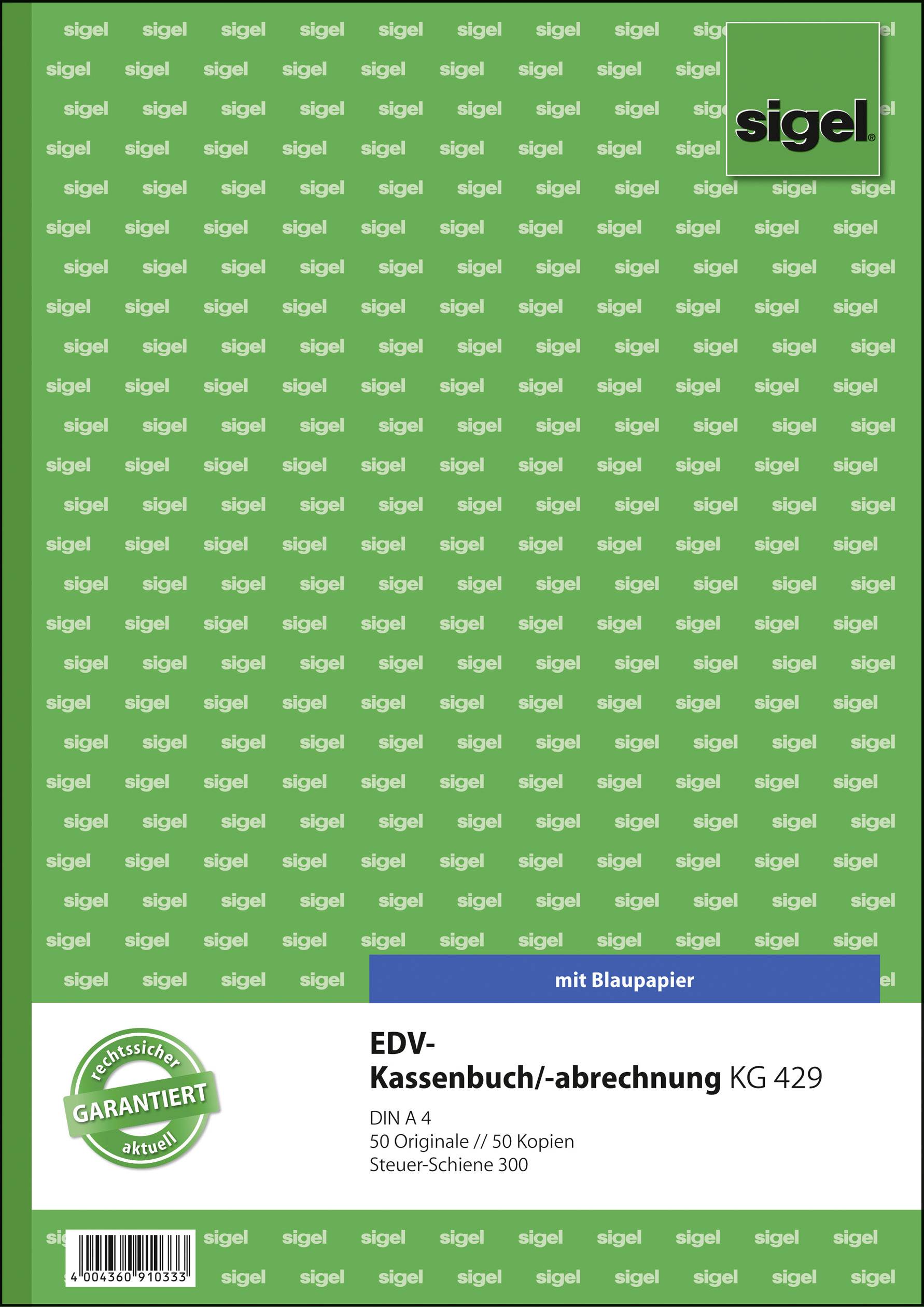 Sigel Kassenbuch KG429 DIN A4 Anzahl der Blätter: 50 selbstdurchschreibend: Nein