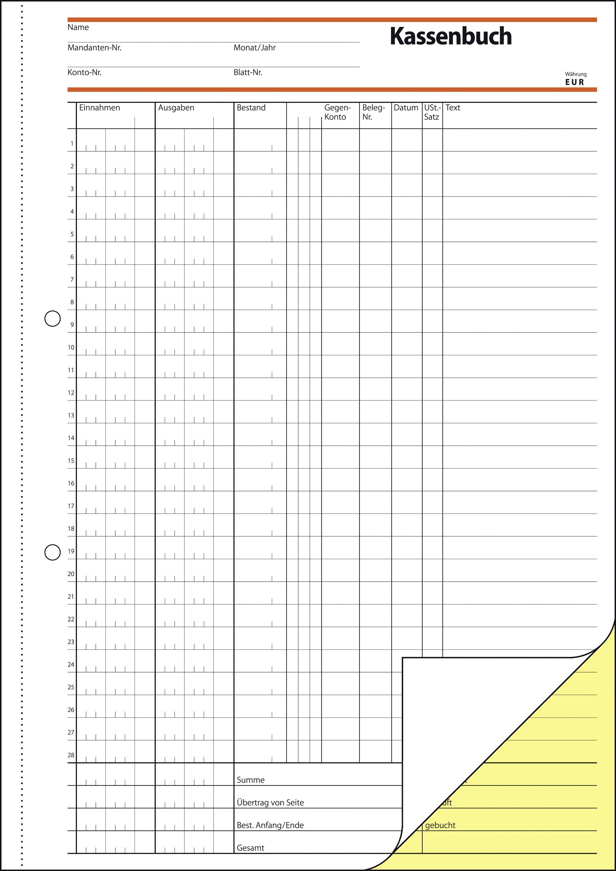 Sigel Kassenbuch SD056 DIN A4 Anzahl der Blätter: 40 selbstdurchschreibend: Ja