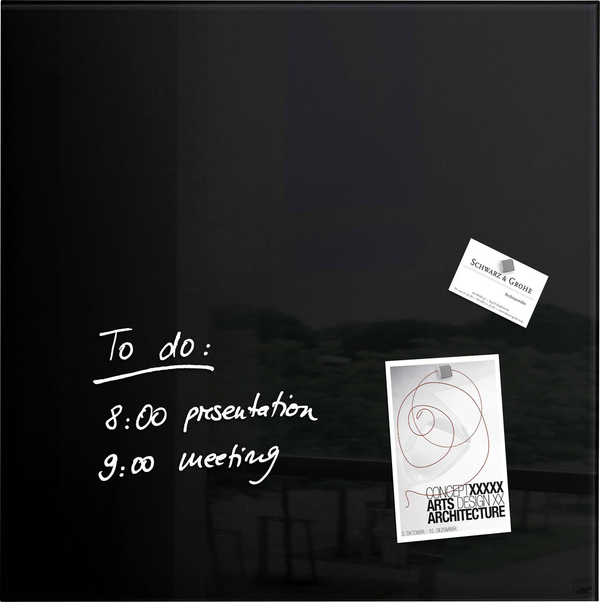 Sigel Glas-Magnettafel Artverum Schwarz (B x H) 48 cm x 48 cm GL110