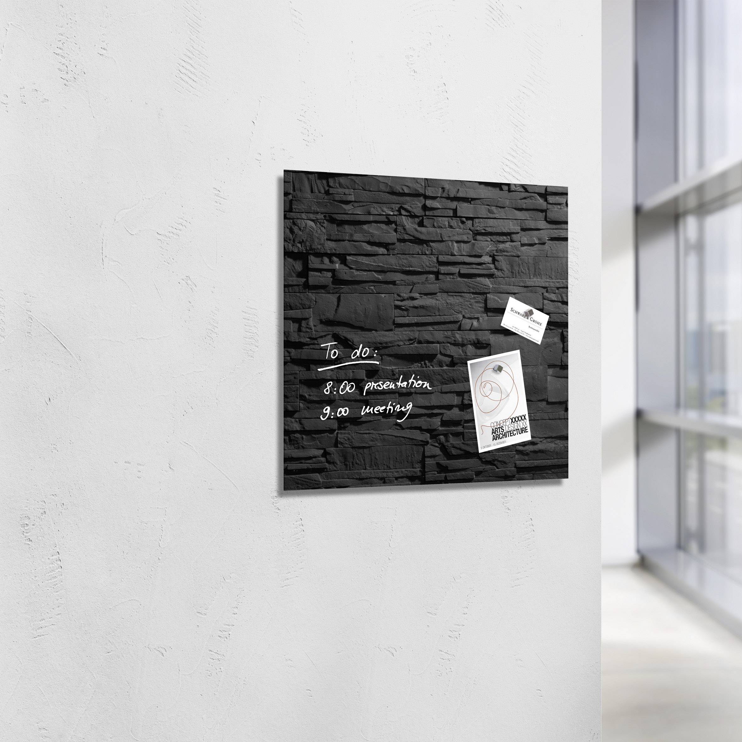 Sigel Glas-Magnettafel Artverum Schiefer Stone Schiefer (B x H) 48 cm x 48 cm GL169