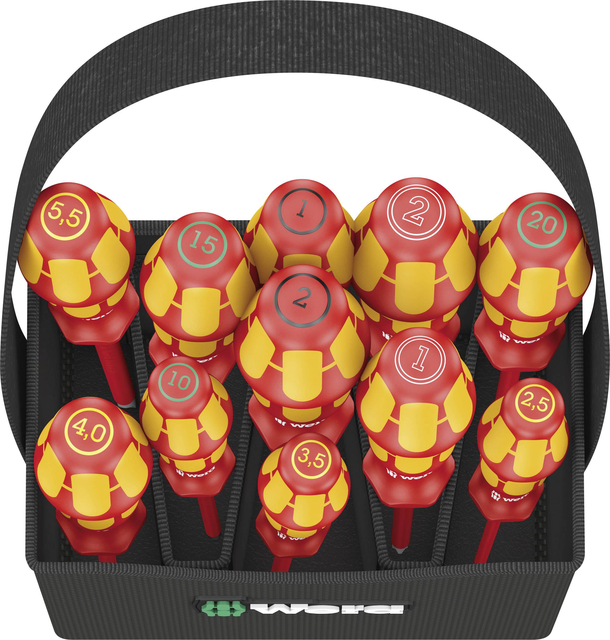 Wera Kraftform 2go 100 VDE Schraubendreher-Set 11teilig Schlitz, Kreuzschlitz Pozidriv, Kreuzschlitz Phillips, Innen-Sechsrund