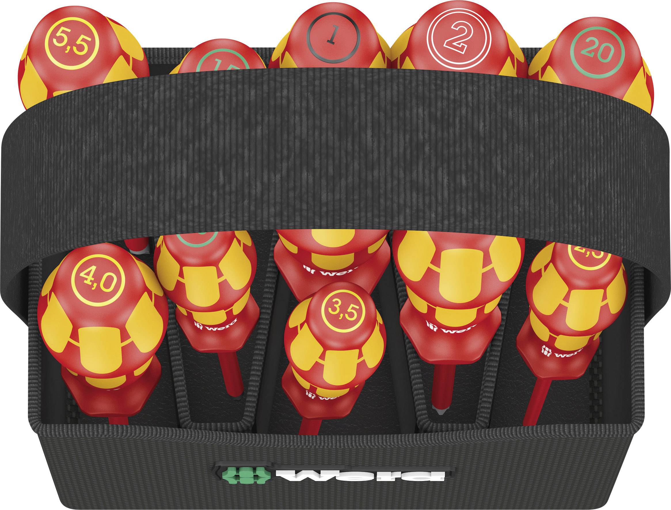 Wera Kraftform 2go 100 VDE Schraubendreher-Set 11teilig Schlitz, Kreuzschlitz Pozidriv, Kreuzschlitz Phillips, Innen-Sechsrund