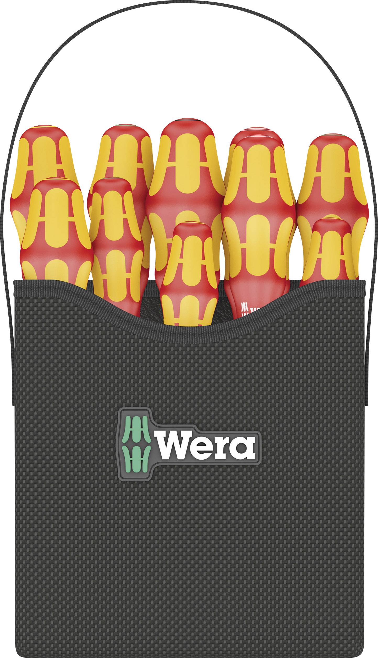 Wera Kraftform 2go 100 VDE Schraubendreher-Set 11teilig Schlitz, Kreuzschlitz Pozidriv, Kreuzschlitz Phillips, Innen-Sechsrund