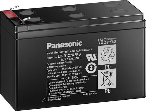 Panasonic 12V 7,2Ah LC-R127R2PG1 Bleiakku 12V 7.2Ah Blei-Vlies (AGM) (B x H x T) 151 x 94 x 65mm Fla