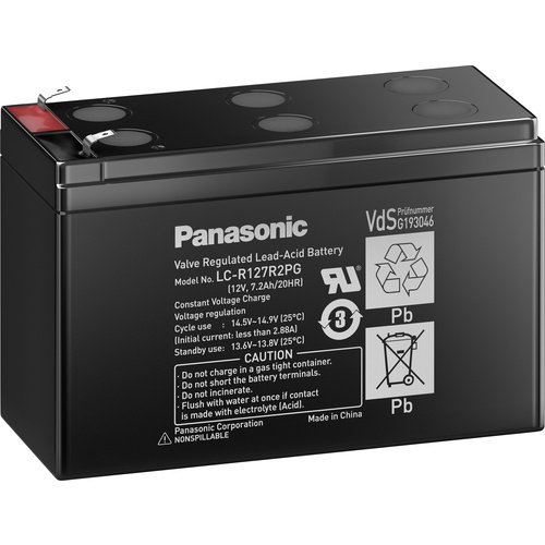 Panasonic 12V 7,2Ah LC-R127R2PG1 Bleiakku 12V 7.2Ah Blei-Vlies (AGM) (B x H x T) 151 x 94 x 65mm Flachstecker 6.35mm