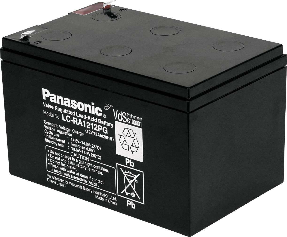 Panasonic 12V 12Ah LC-RA1212PG Bleiakku 12V 12Ah Blei-Vlies (AGM) (B x H x T) 151 x 94 x 98mm Flachstecker 4.8mm
