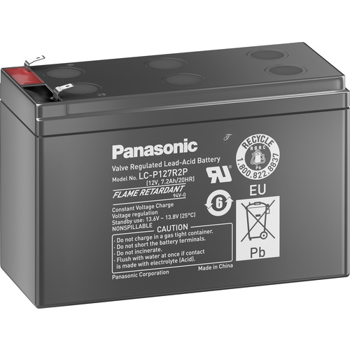 Panasonic 12V 7,2Ah LC-P127R2P Bleiakku 12V 7.2Ah Blei-Vlies (AGM) (B x H x T) 151 x 94 x 65mm Flachstecker 4.8mm Wartungsfrei