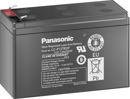 Panasonic 12V 7,2Ah LC-P127R2P1 Bleiakku 12V 7.2Ah Blei-Vlies (AGM) (B x H x T) 151 x 94 x 65mm Flac