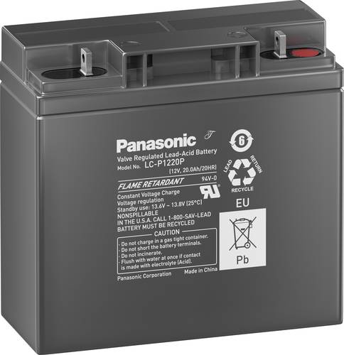 Panasonic 12V 20Ah LC-P1220P Bleiakku 12V 20Ah Blei-Vlies (AGM) (B x H x T) 181 x 167 x 76mm M5-Schr