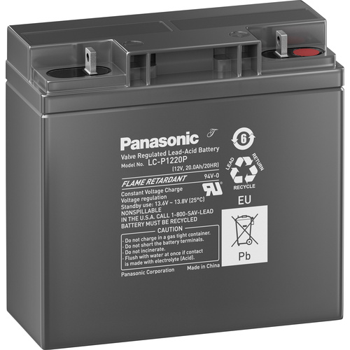 Panasonic Longlife LC-P1220P Bleiakku 12V 20Ah Blei-Vlies (AGM) (B x H x T) 181 x 167 x 76mm M5-Schraubanschluss Wartungsfrei