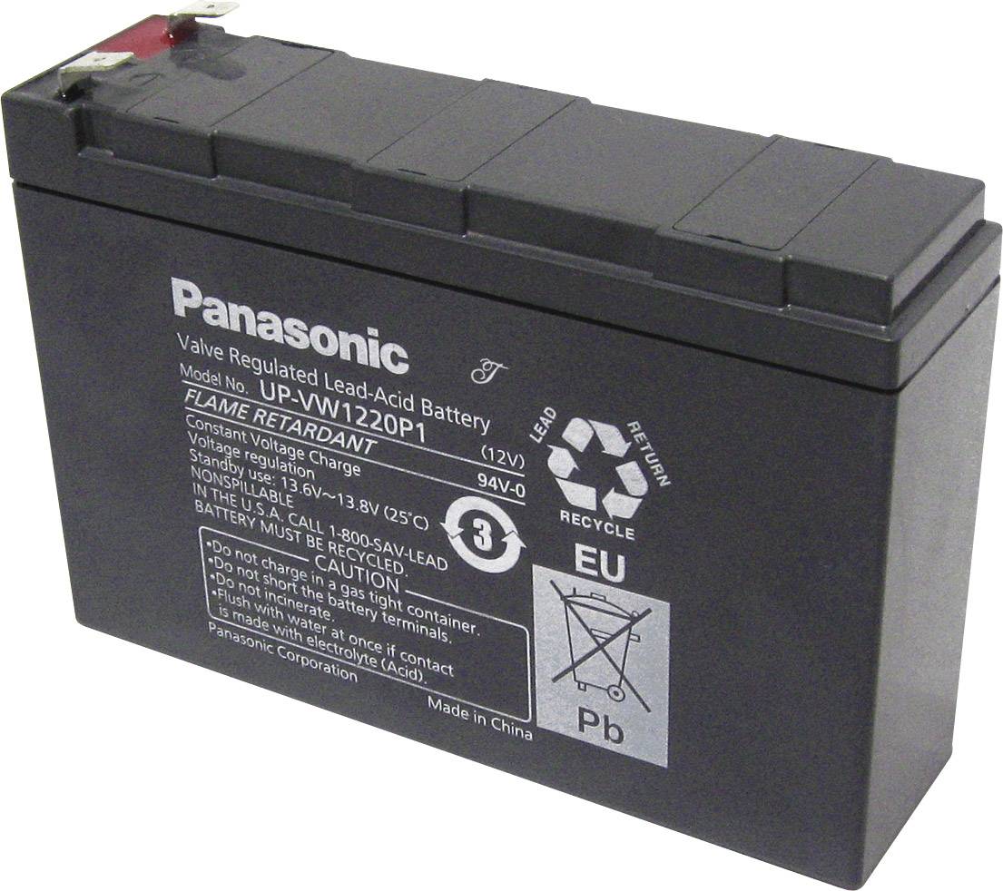 Panasonic High-Power UP-VW1220P1 Bleiakku 12 V 4 Ah Blei-Vlies (AGM) (B x H x T) 140 x 94 x 39 mm Flachstecker 6.35 mm Wartungsfrei, Geringe Selbstent