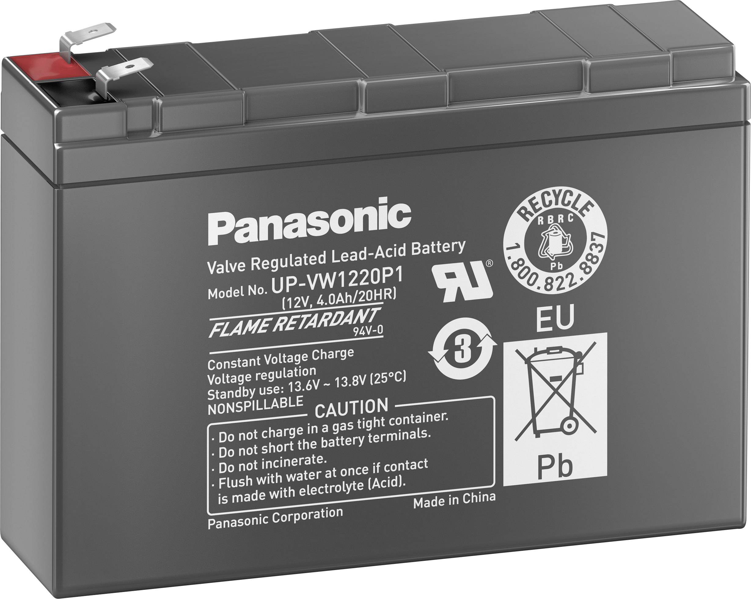 Panasonic High-Power UP-VW1220P1 Bleiakku 12 V 4 Ah Blei-Vlies (AGM) (B x H x T) 140 x 94 x 39 mm Flachstecker 6.35 mm Wartungsfrei, Geringe Selbstent