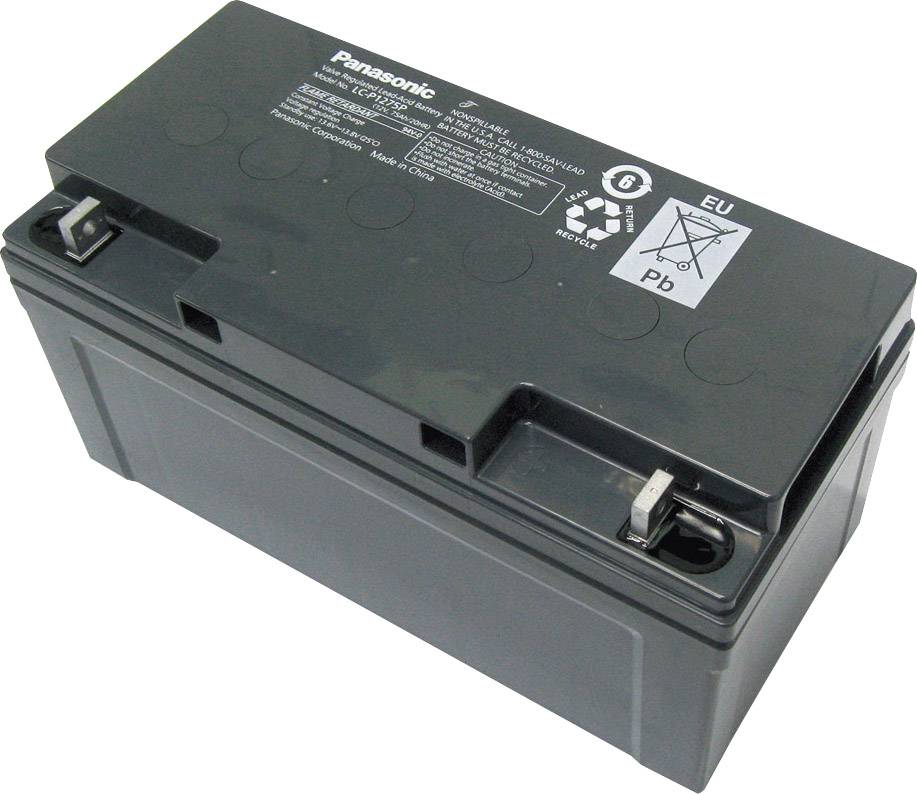 Panasonic Longlife LC-P1275P Bleiakku 12V 75Ah Blei-Vlies (AGM) (B x H x T) 350 x 175 x 166mm M6-Schraubanschluss Wartungsfrei