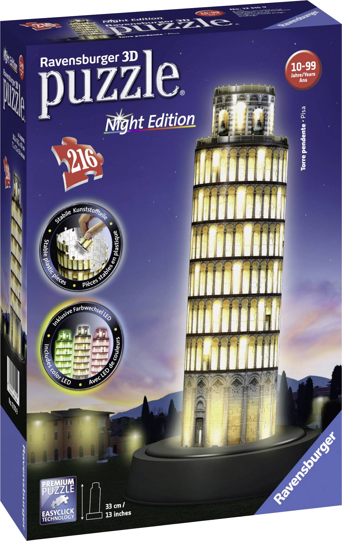 Ravensburger 3D Puzzle Schiefer Turm von Pisa bei Nacht