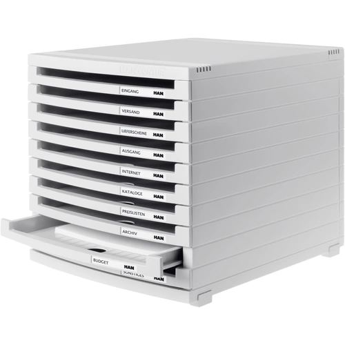 HAN CONTUR 1510-0-11 Schubladenbox Lichtgrau DIN A4, DIN B4, DIN C4 Anzahl der Schubfächer: 10 HAN CONTUR 1510-0-11 Schubladenbox Lichtgrau DIN A4, DIN B4, DIN C4 Anzahl der Schubfächer: 10
