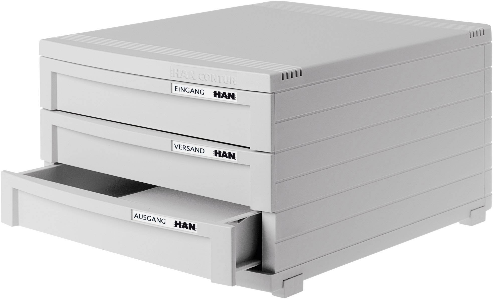 HAN Schubladenbox CONTUR 1503-11 Lichtgrau DIN A4, DIN B4, DIN C4 Anzahl der Schubfächer: 3